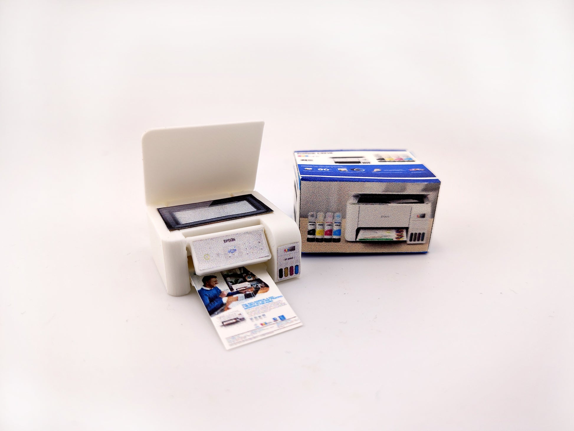 1:12 Ecotank printer for small office and home, books and prints are included, office equipment, office diorama