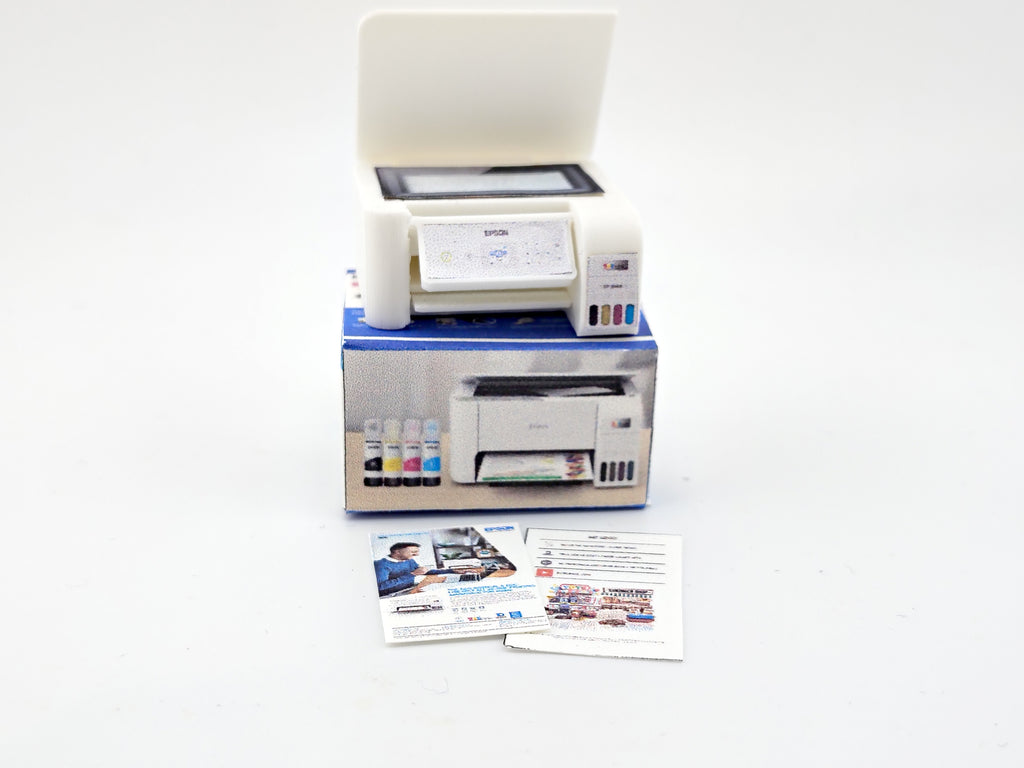 1:12 Ecotank printer for small office and home, books and prints are included, office equipment, office diorama
