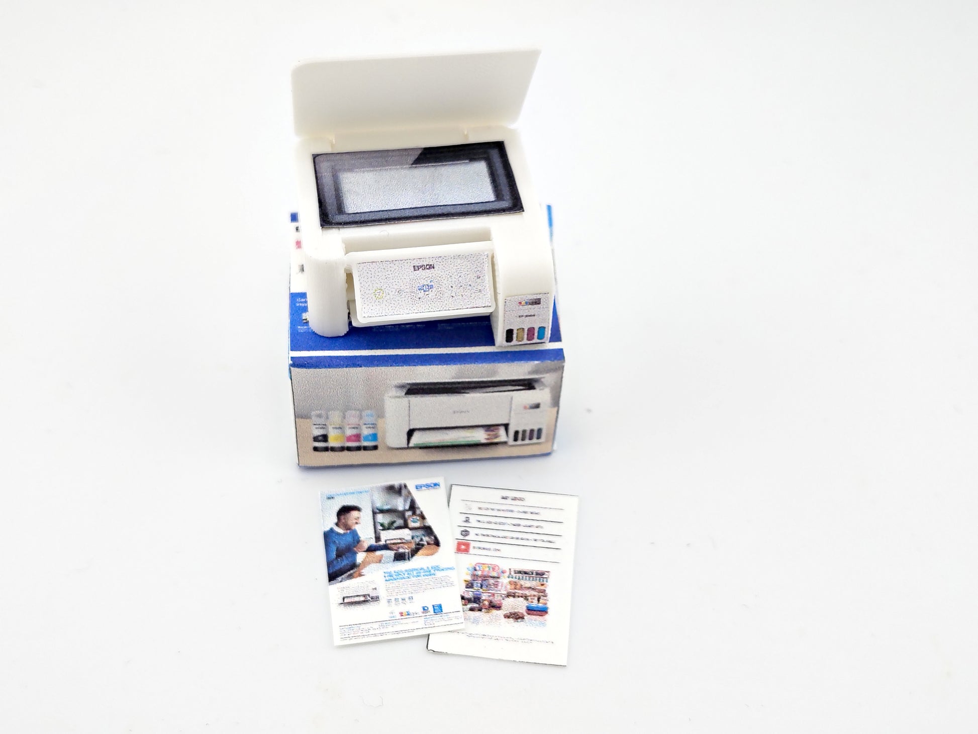 1:12 Ecotank printer for small office and home, books and prints are included, office equipment, office diorama