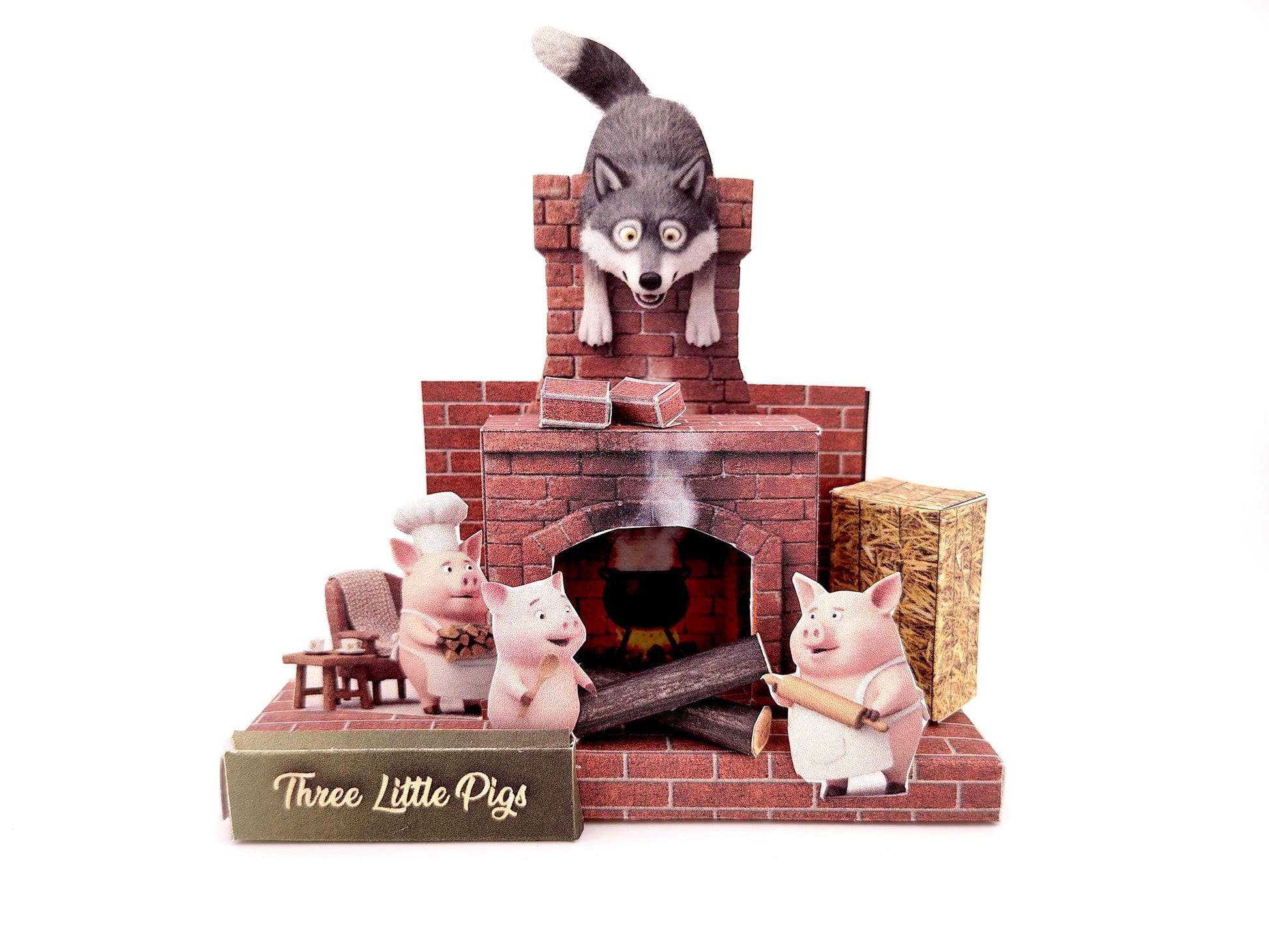 PickScene the three little pig with Story book and story character
