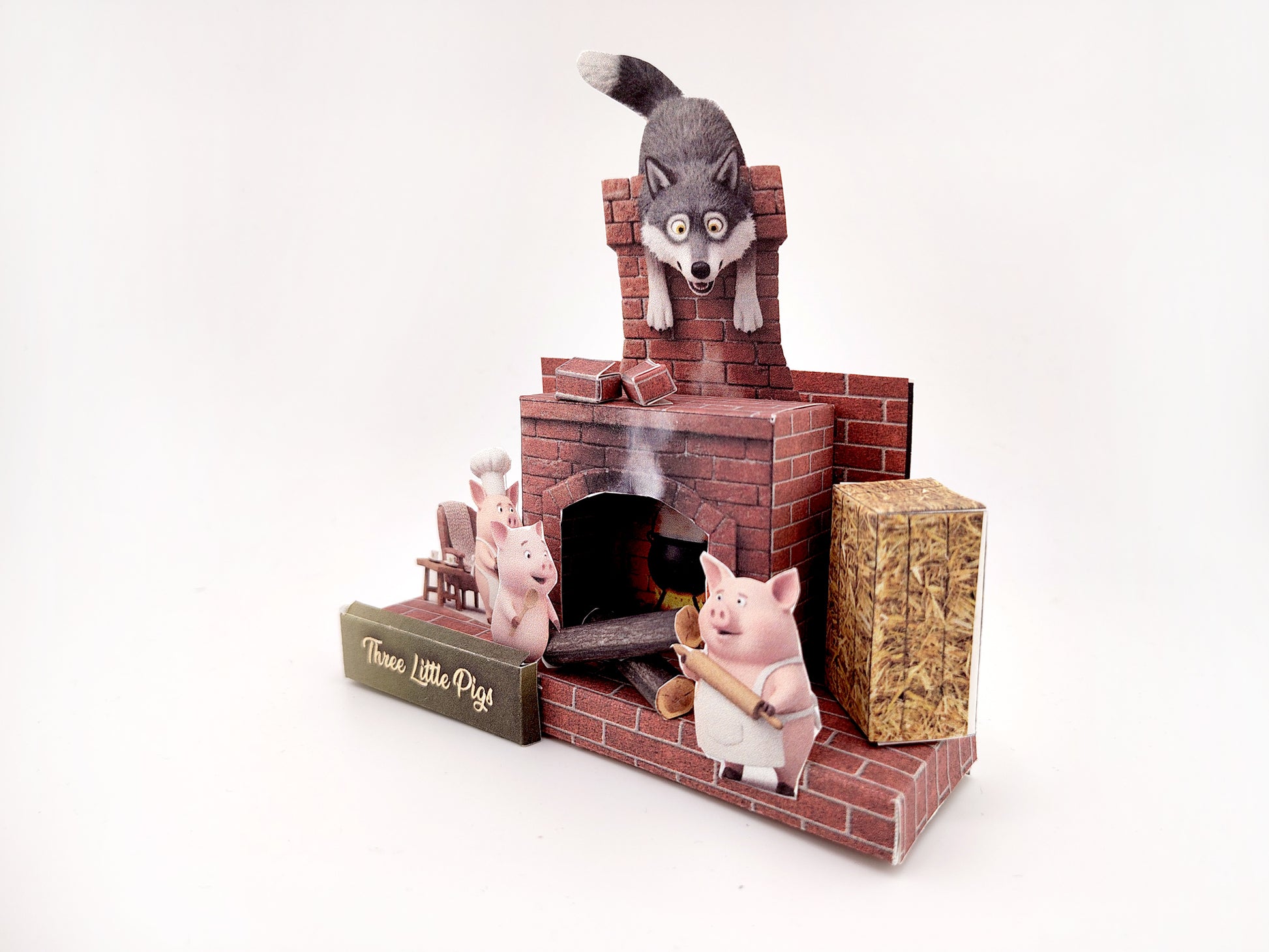 PickScene the three little pig with Story book and story character