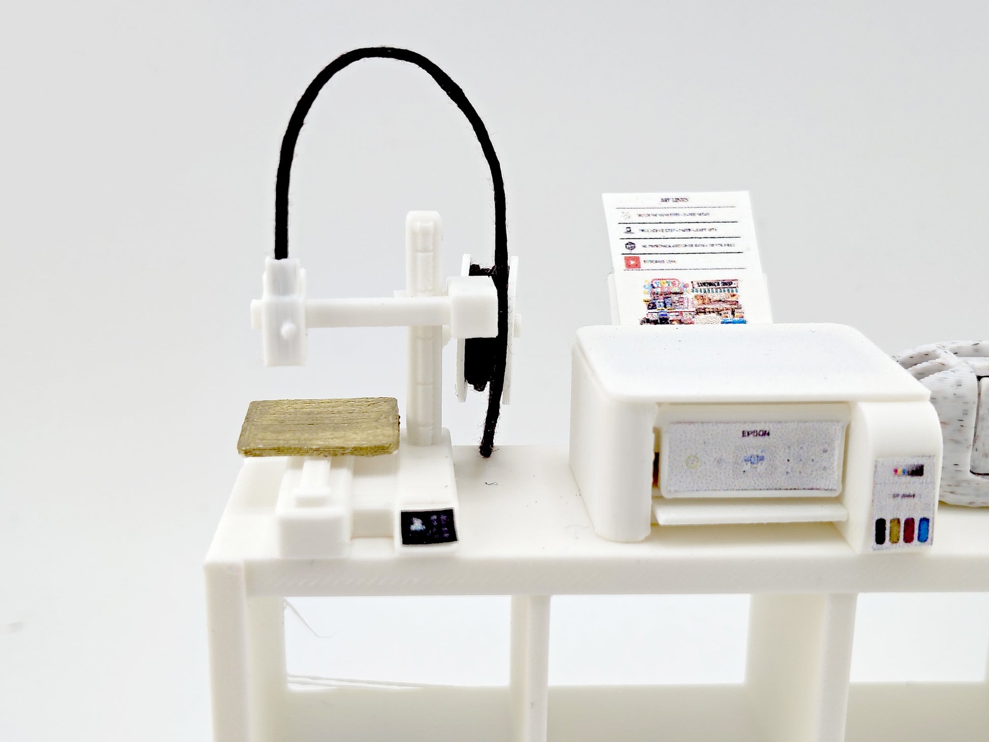 1:12 3D printer and filament spool STL file,  prints are included, office equipment, office diorama dollhouse