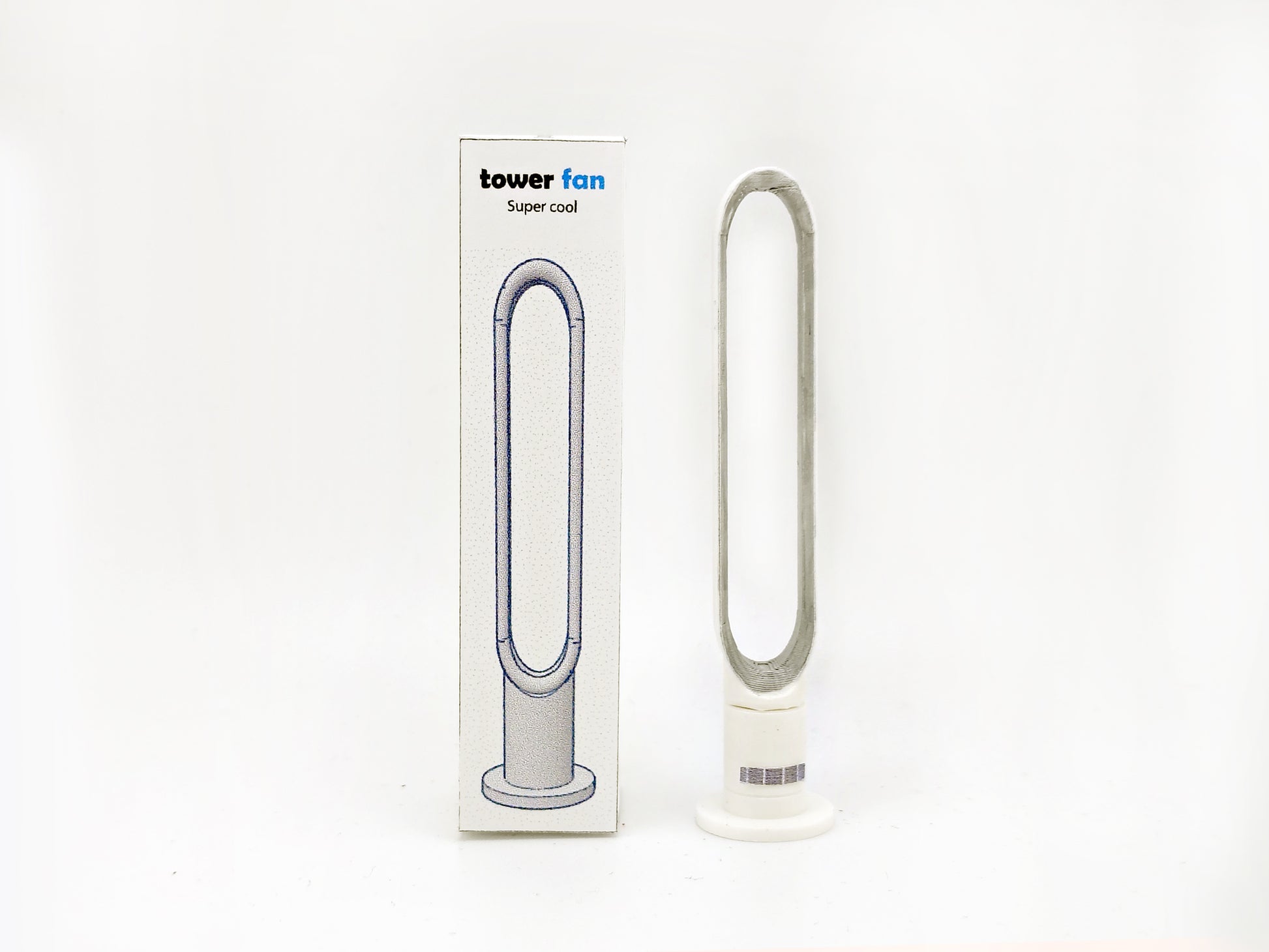 1:12 scale tower fan STL file with box & printable details , DIY 3D print dollhouse appliance for modern furniture miniature diorama scene