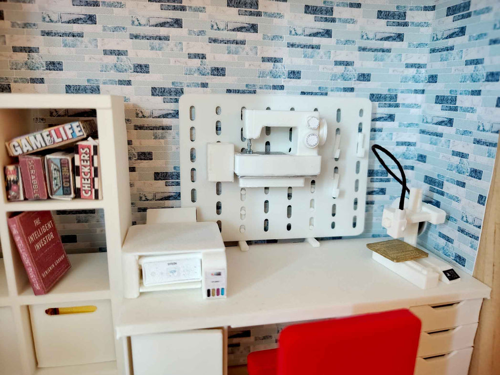 11:12 Miniature Pegboard Combination STL File — Dollhouse Office Equipment with Printable Accessories for Diorama Display