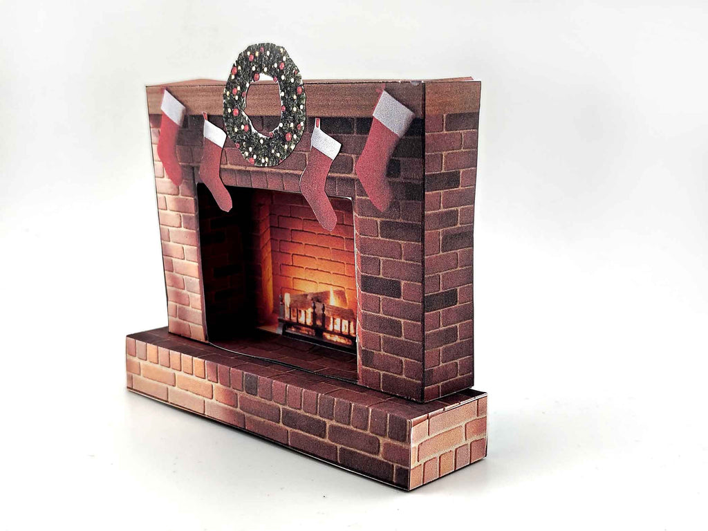 Christmas Red Brick Fireplace  Printable Kit — 1:12 Dollhouse Miniature Furniture for Living Room Diorama (DIY Digital Download)