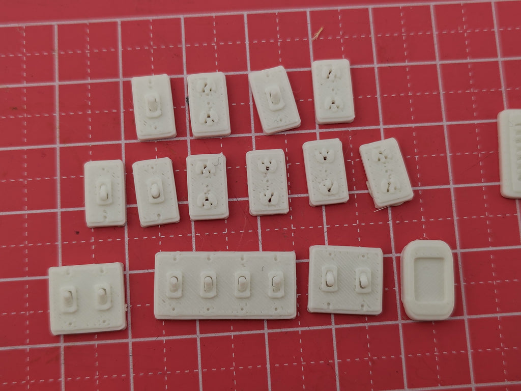 1:12 Light Switch, Air Vent & Power Plug Set — Dollhouse 3D Print STL Files (Instant Digital Download)