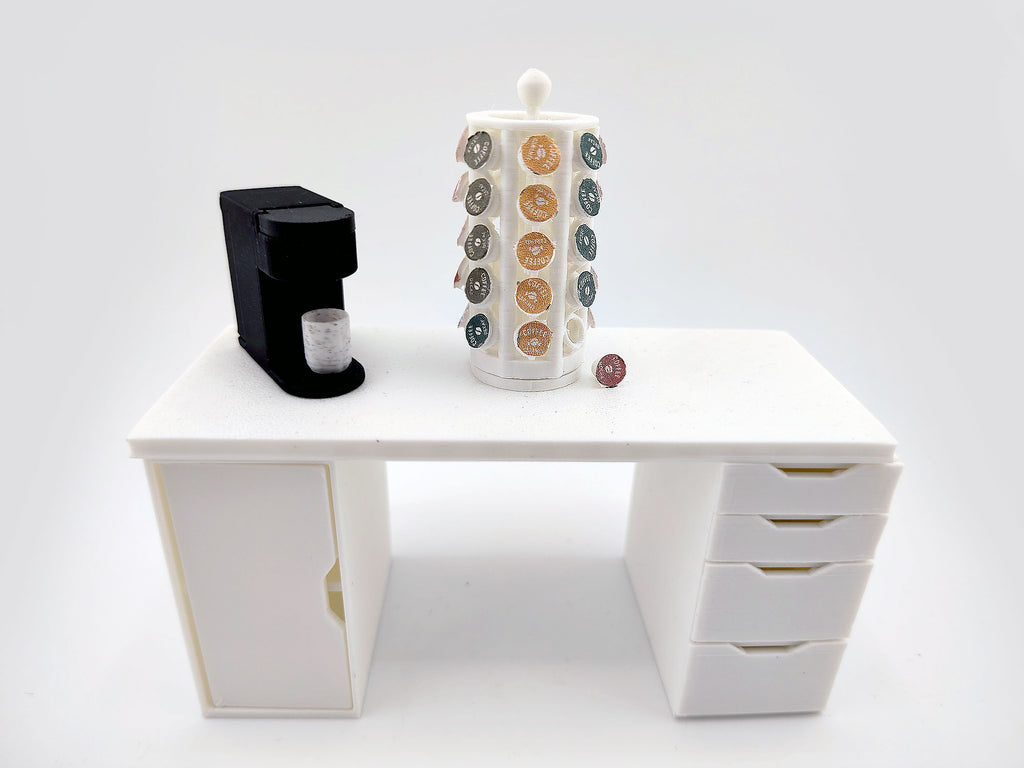 1:12 spinnable Capsule Holder with 40 Coffee Capsules — Miniature Kitchen Appliance STL for Dollhouse Coffee Bar (3D Print File)
