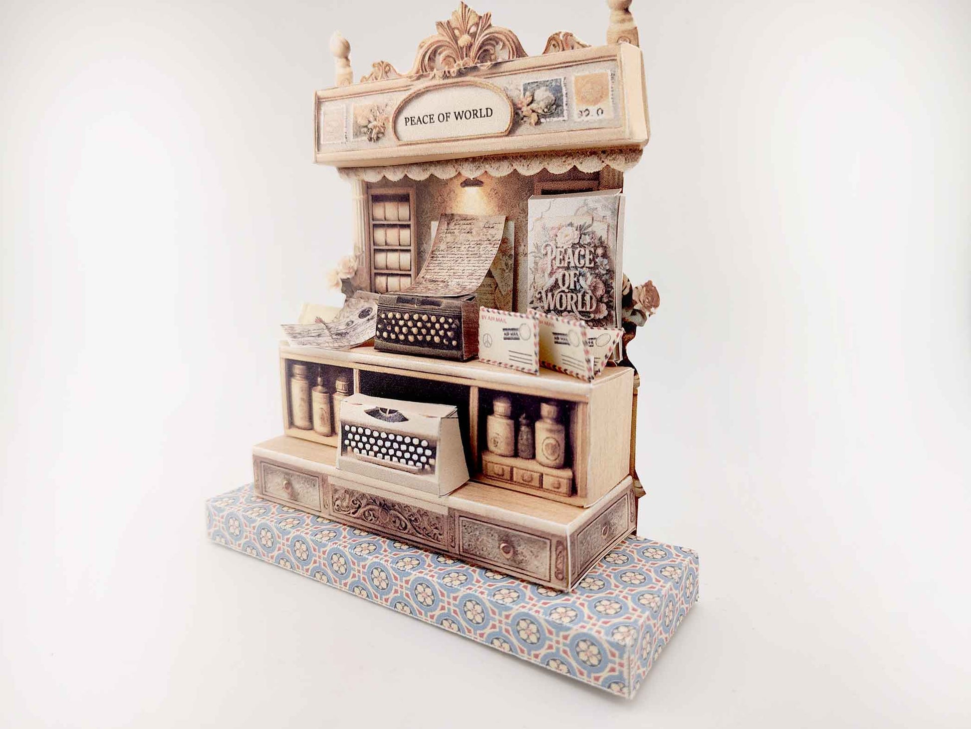 Peace of world stand crafting template, vintage style, Typewriter , peace envelope and letter, peace concept