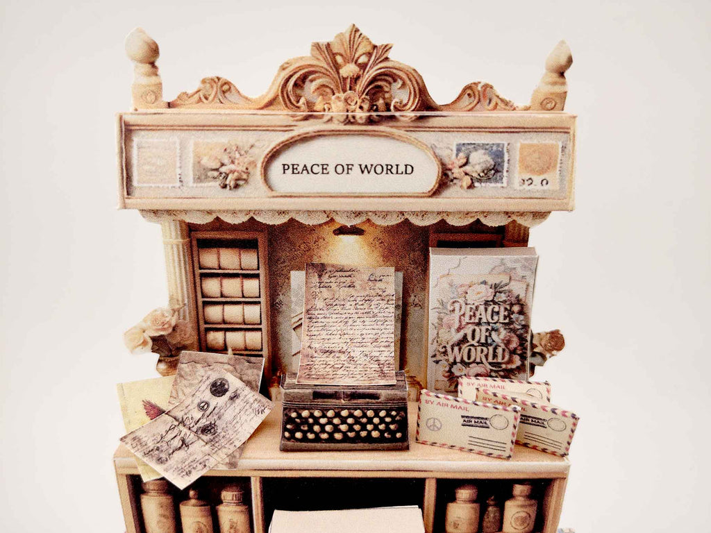 Peace of world stand crafting template, vintage style, Typewriter , peace envelope and letter, peace concept