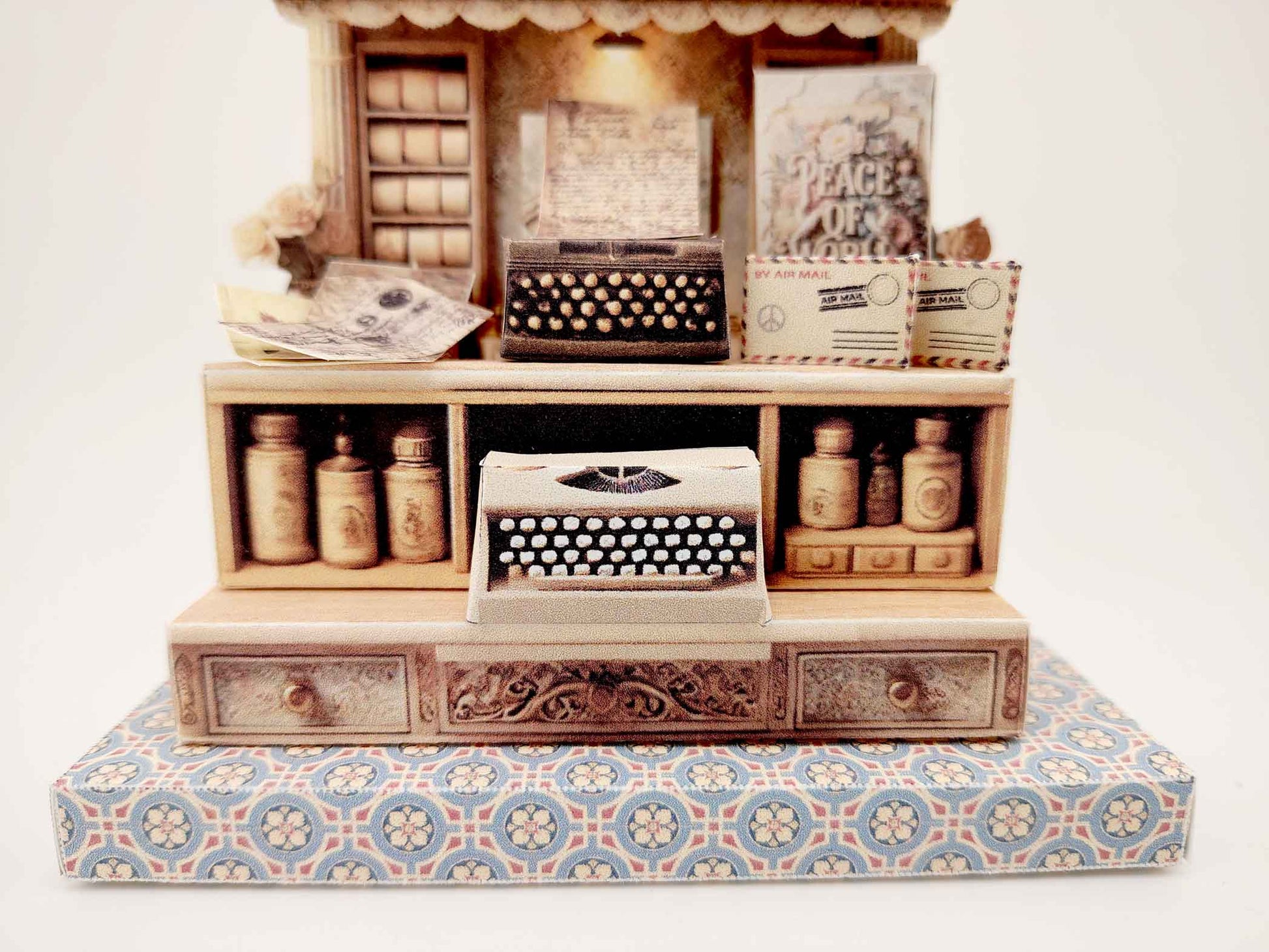 Peace of world stand crafting template, vintage style, Typewriter , peace envelope and letter, peace concept