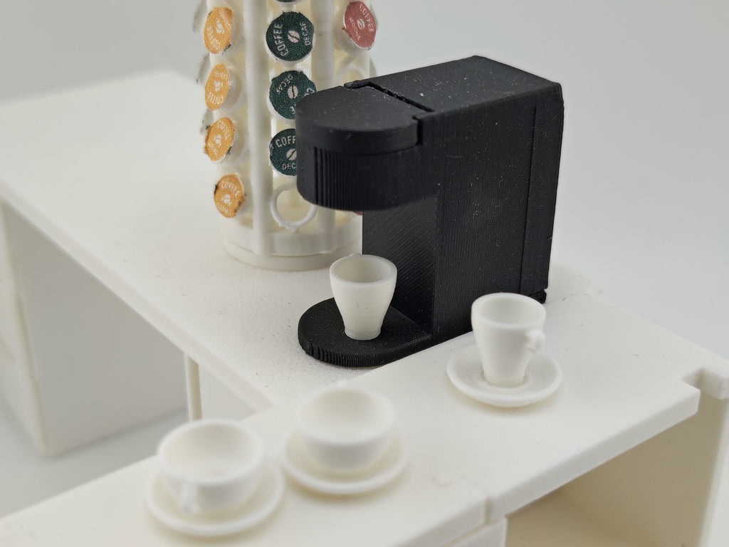 1:12 Coffee & IKEA stack up cup Set and plates STL Files — Miniature Kitchen Appliance Accessories for Dollhouse Cooking Scene