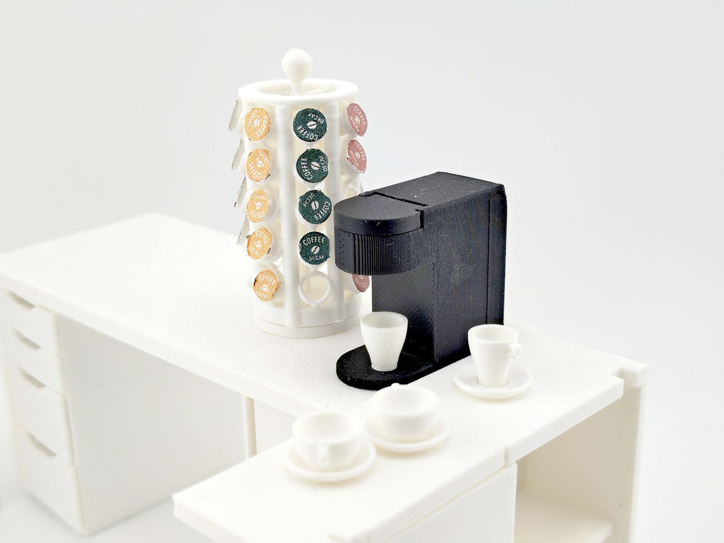 1:12 Coffee & IKEA stack up cup Set and plates STL Files — Miniature Kitchen Appliance Accessories for Dollhouse Cooking Scene
