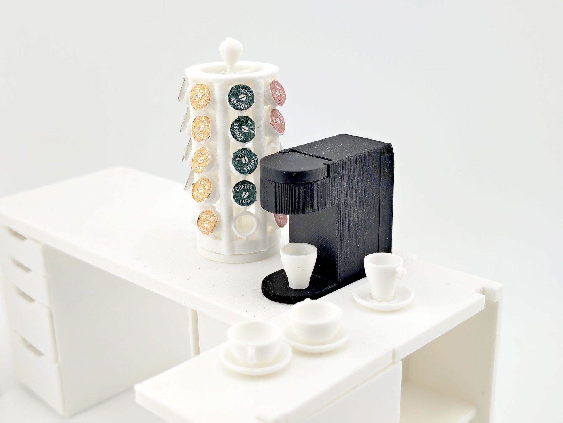 1:12 Coffee & IKEA stack up cup Set and plates STL Files — Miniature Kitchen Appliance Accessories for Dollhouse Cooking Scene