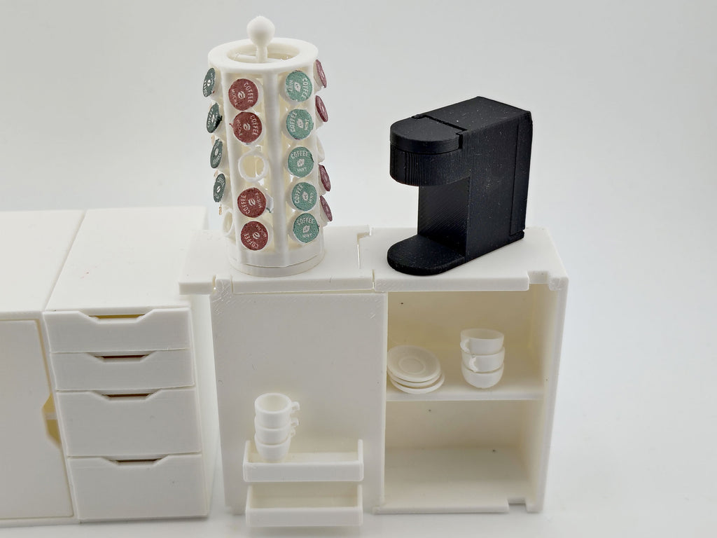 1:12 Coffee & IKEA stack up cup Set and plates STL Files — Miniature Kitchen Appliance Accessories for Dollhouse Cooking Scene