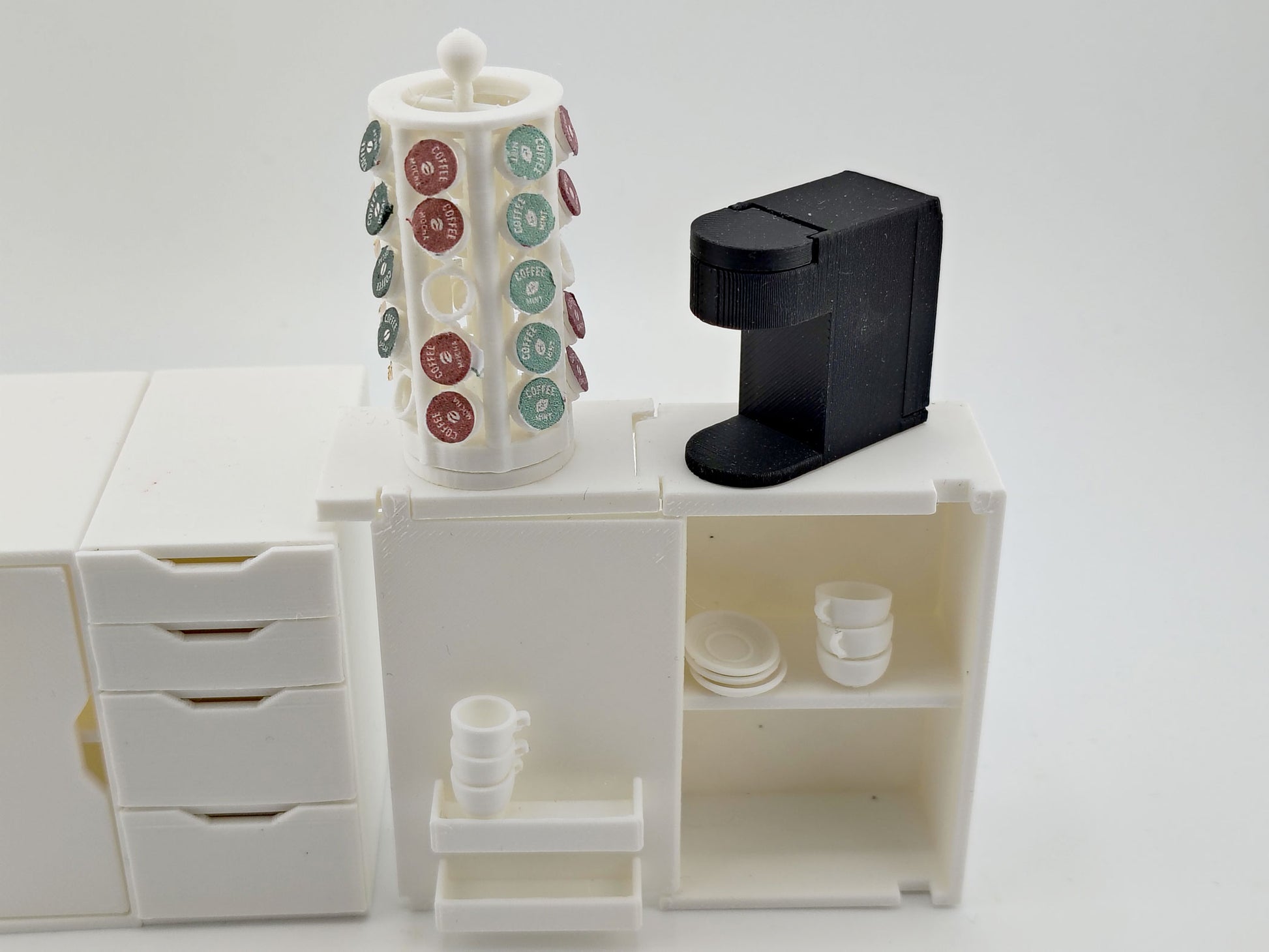 1:12 Coffee & IKEA stack up cup Set and plates STL Files — Miniature Kitchen Appliance Accessories for Dollhouse Cooking Scene
