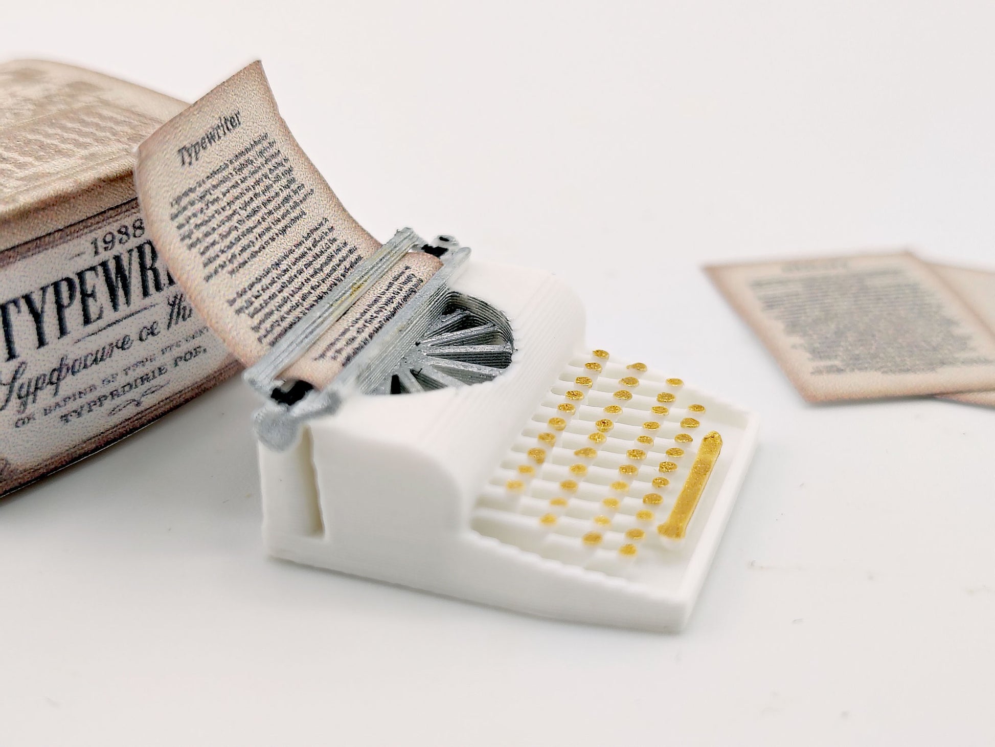 1:12 Vintage Typewriter STL File — Miniature Office Equipment with Printable Paper for Dollhouse Diorama (3D Print Download)