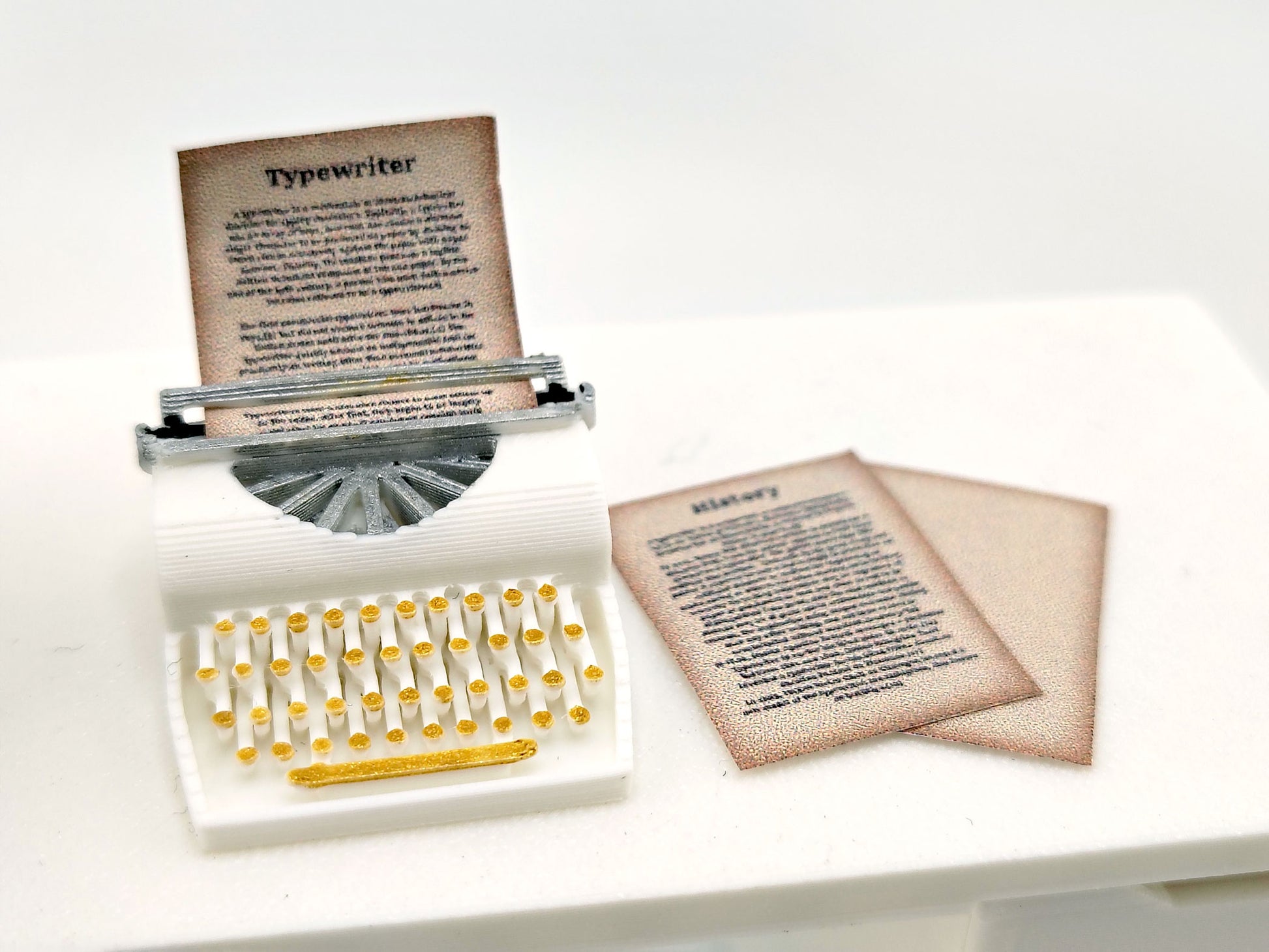 1:12 Vintage Typewriter STL File — Miniature Office Equipment with Printable Paper for Dollhouse Diorama (3D Print Download)