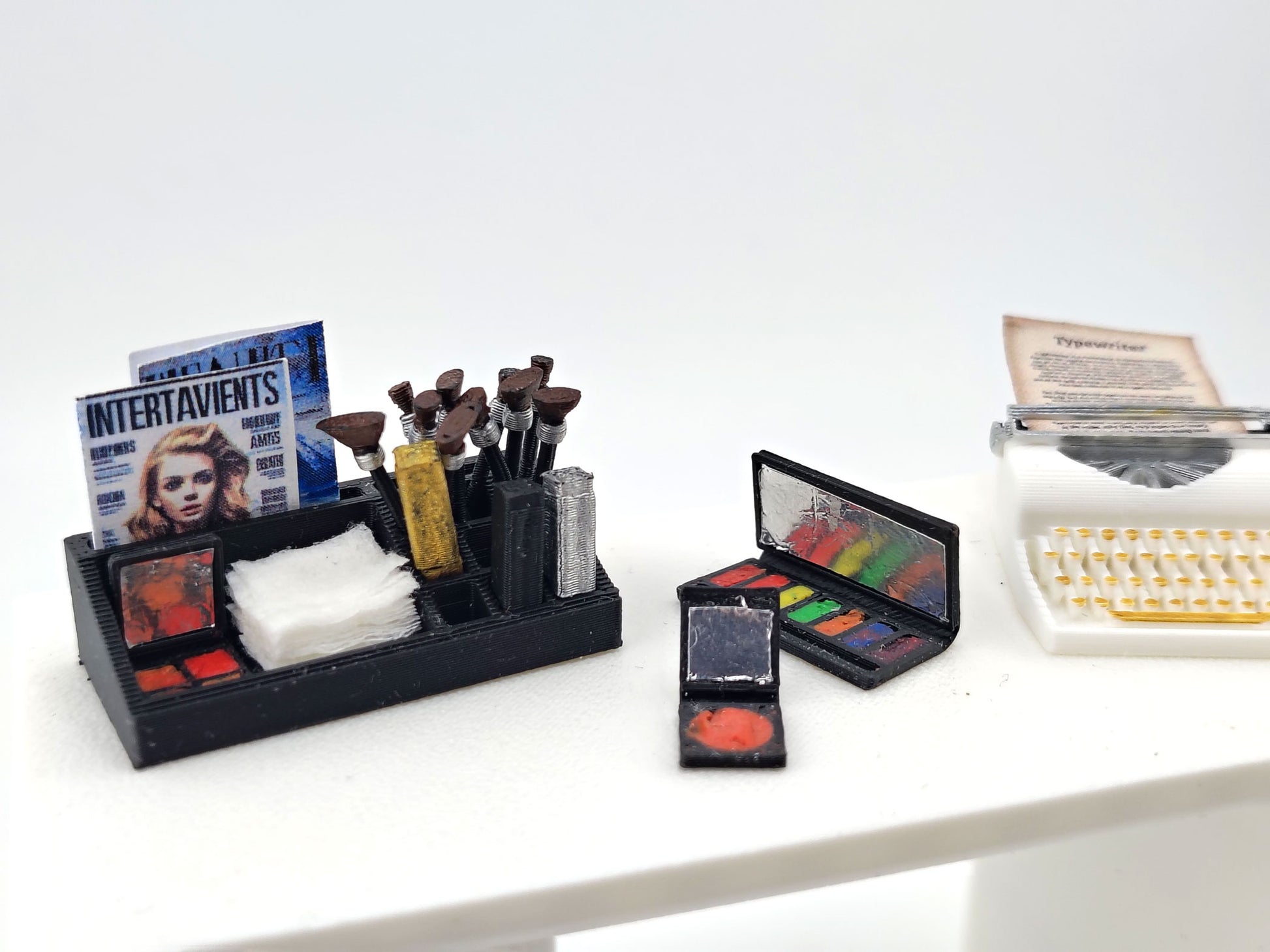 1:12 Make up brushes, lips stick and holder included simple magazine, cosmetic set for doll bedroom, STL file instant download