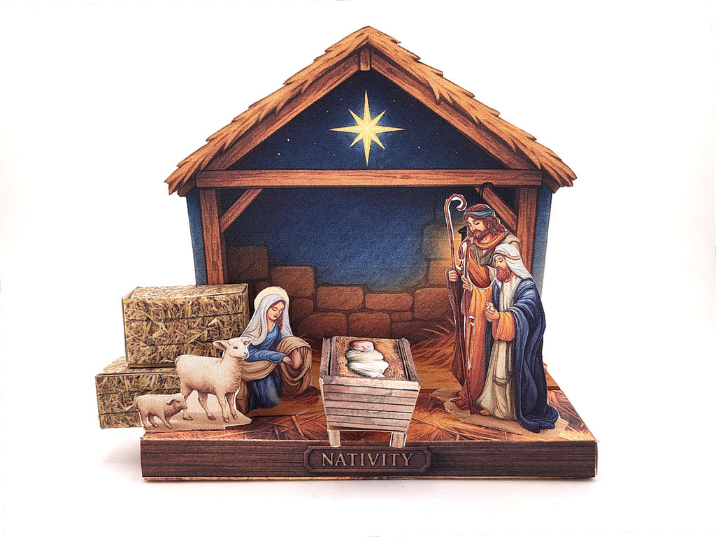 Nativity story - Baby Jesus born in a manger scene, pickscene diorama, Christmas decoration
