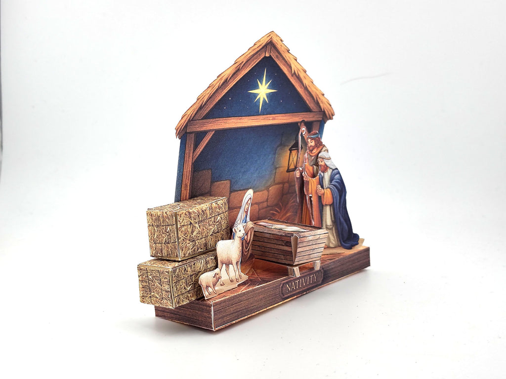Nativity story - Baby Jesus born in a manger scene, pickscene diorama, Christmas decoration