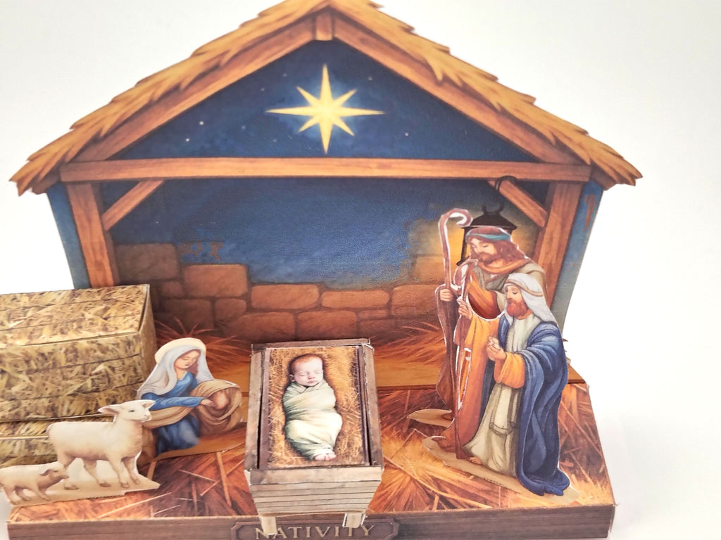 Nativity story - Baby Jesus born in a manger scene, pickscene diorama, Christmas decoration