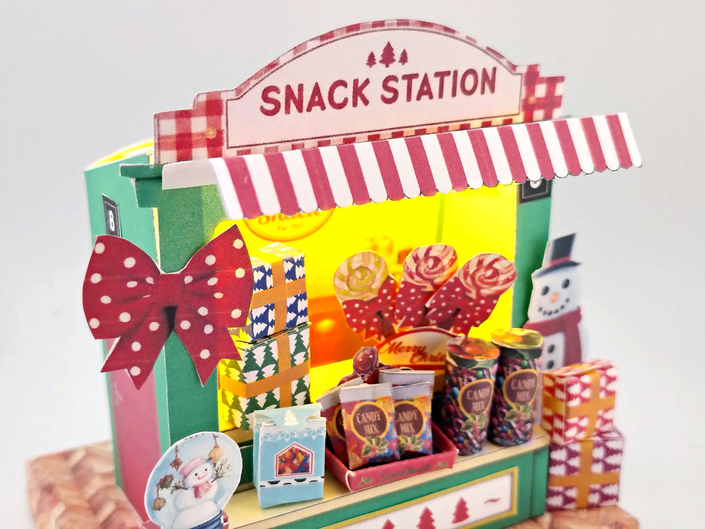 PickScene Christmas Snack Station — DIY Miniature Candy Shop Stand Paper Craft Kit (Printable Holiday Diorama, Digital Download)