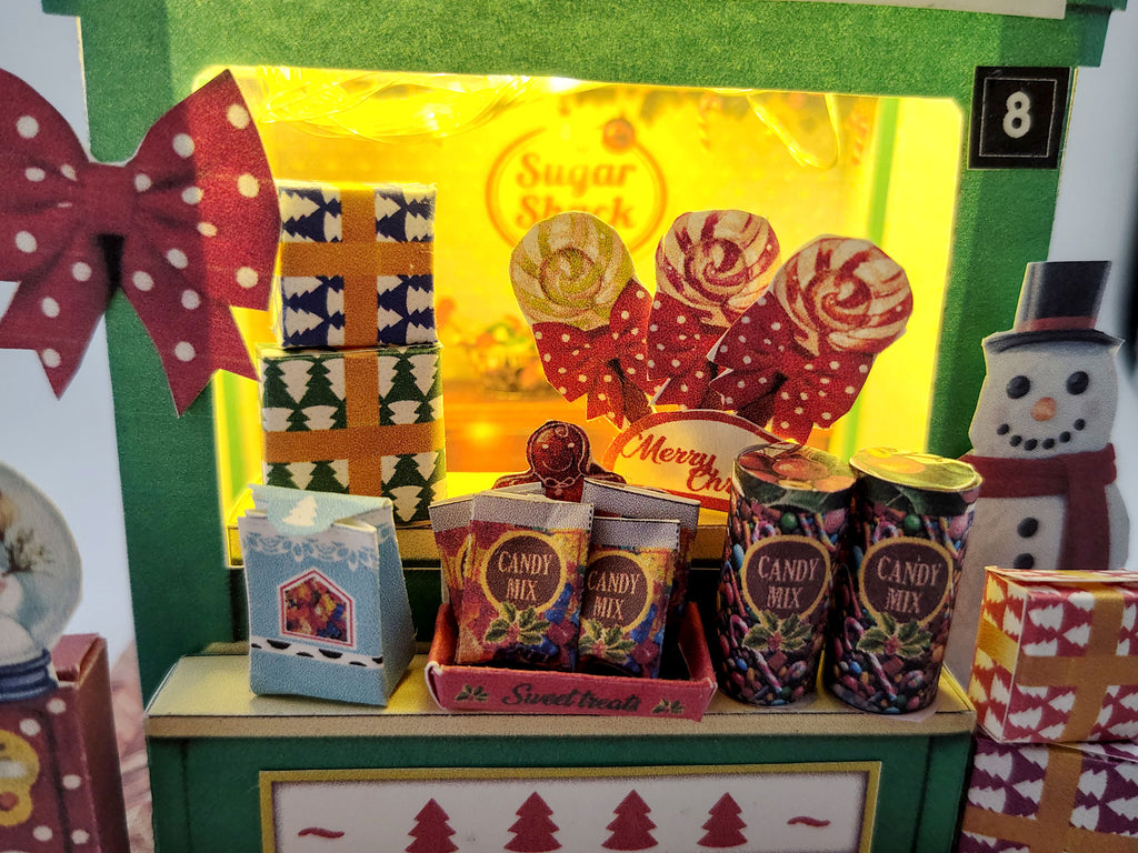 PickScene Christmas Snack Station — DIY Miniature Candy Shop Stand Paper Craft Kit (Printable Holiday Diorama, Digital Download)