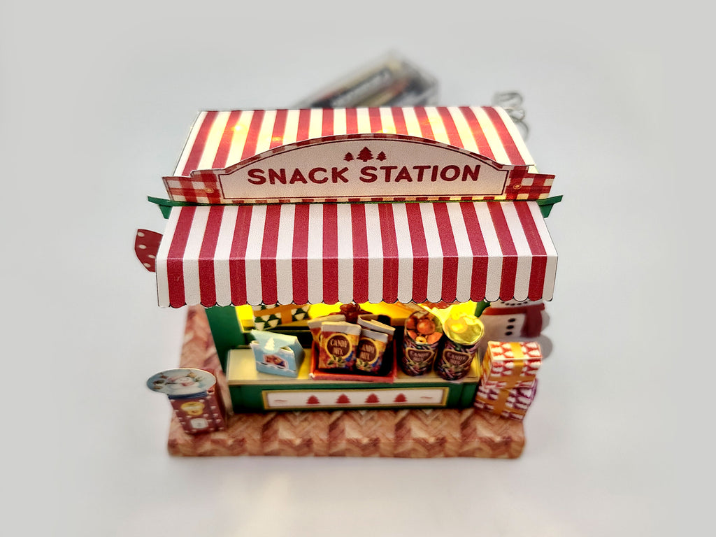PickScene Christmas Snack Station — DIY Miniature Candy Shop Stand Paper Craft Kit (Printable Holiday Diorama, Digital Download)