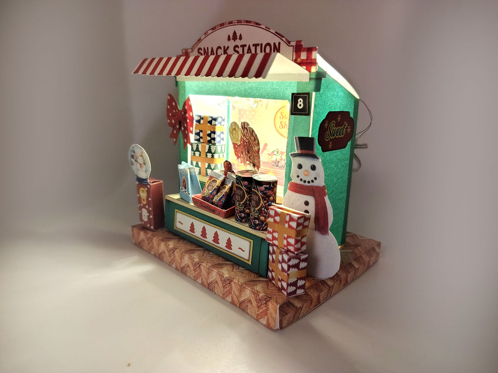 PickScene Christmas Snack Station — DIY Miniature Candy Shop Stand Paper Craft Kit (Printable Holiday Diorama, Digital Download)