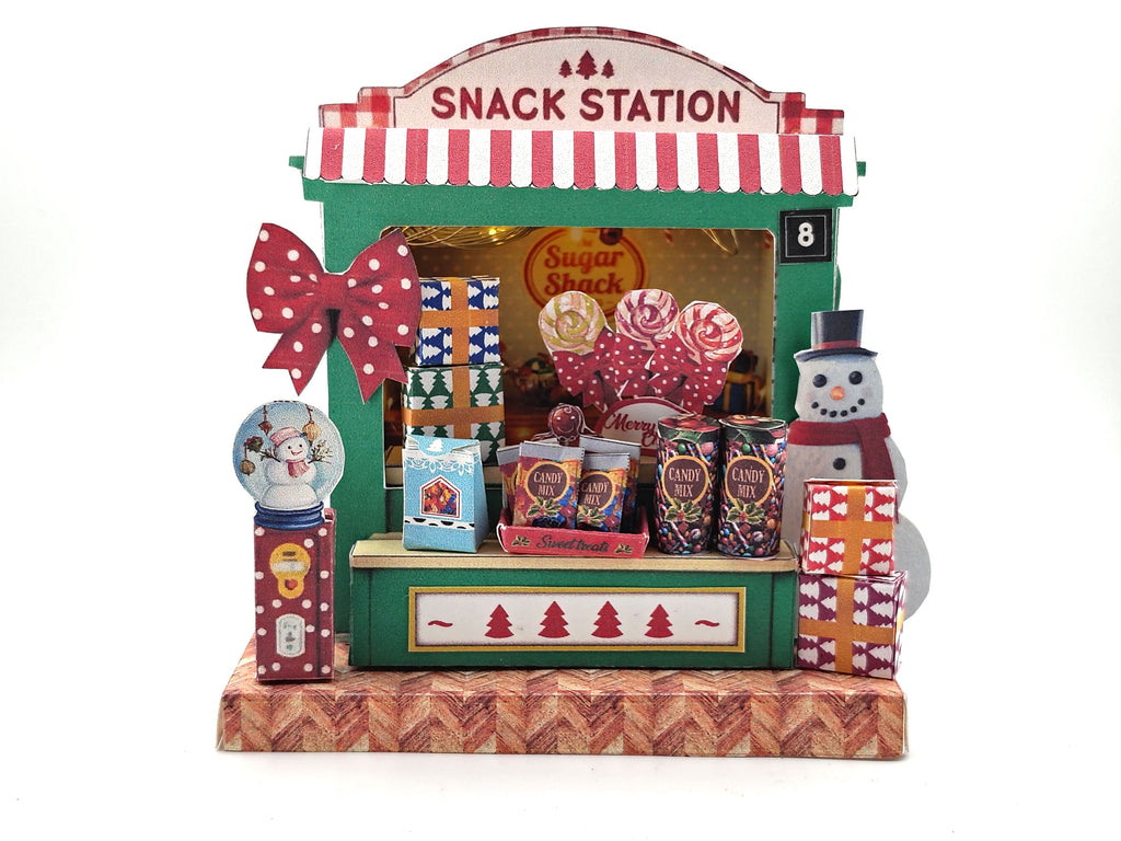 PickScene Christmas Snack Station — DIY Miniature Candy Shop Stand Paper Craft Kit (Printable Holiday Diorama, Digital Download)