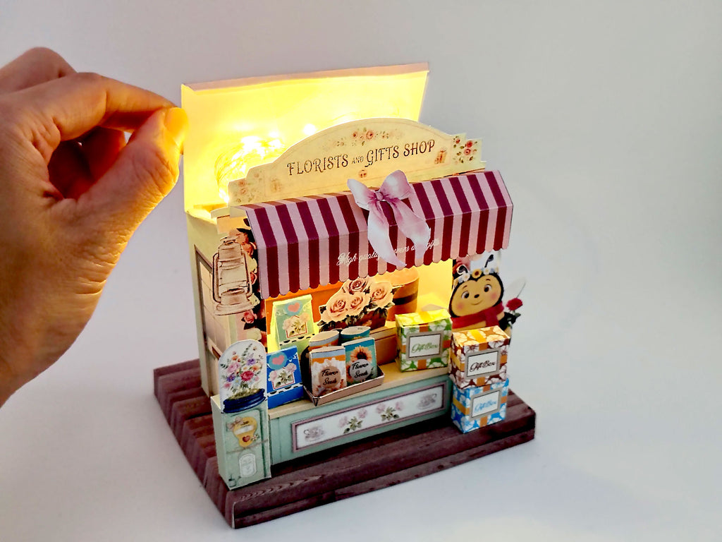 PickScene  Florists and Gifts Shop  — DIY Miniature Candy Shop Stand Paper Craft Kit (Printable Holiday Diorama, Digital Download))