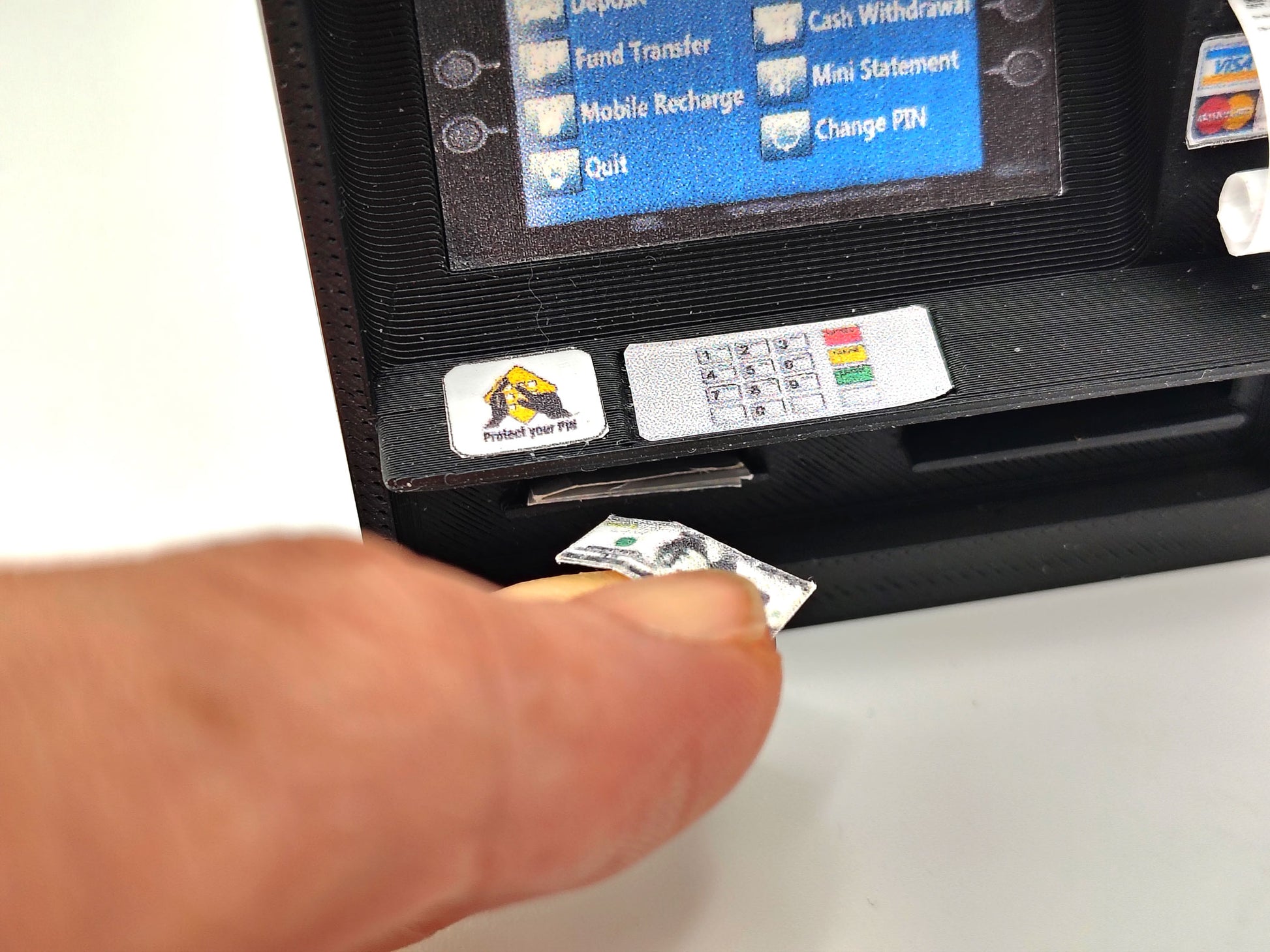 ATM with light and without light STL file for 1:12 doll, Cash and credit card insert