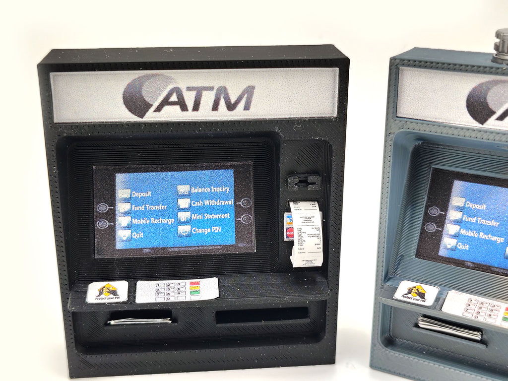 ATM with light and without light STL file for 1:12 doll, Cash and credit card insert