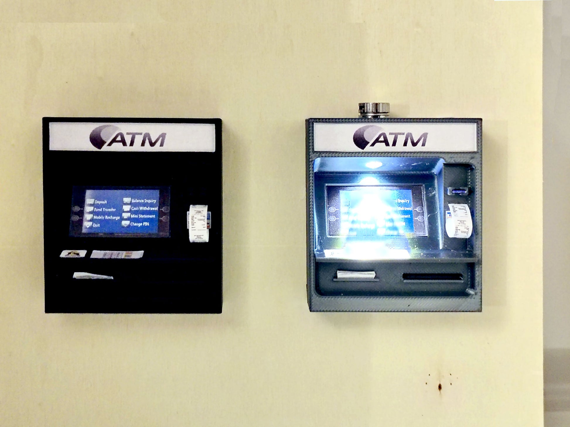 ATM with light and without light STL file for 1:12 doll, Cash and credit card insert