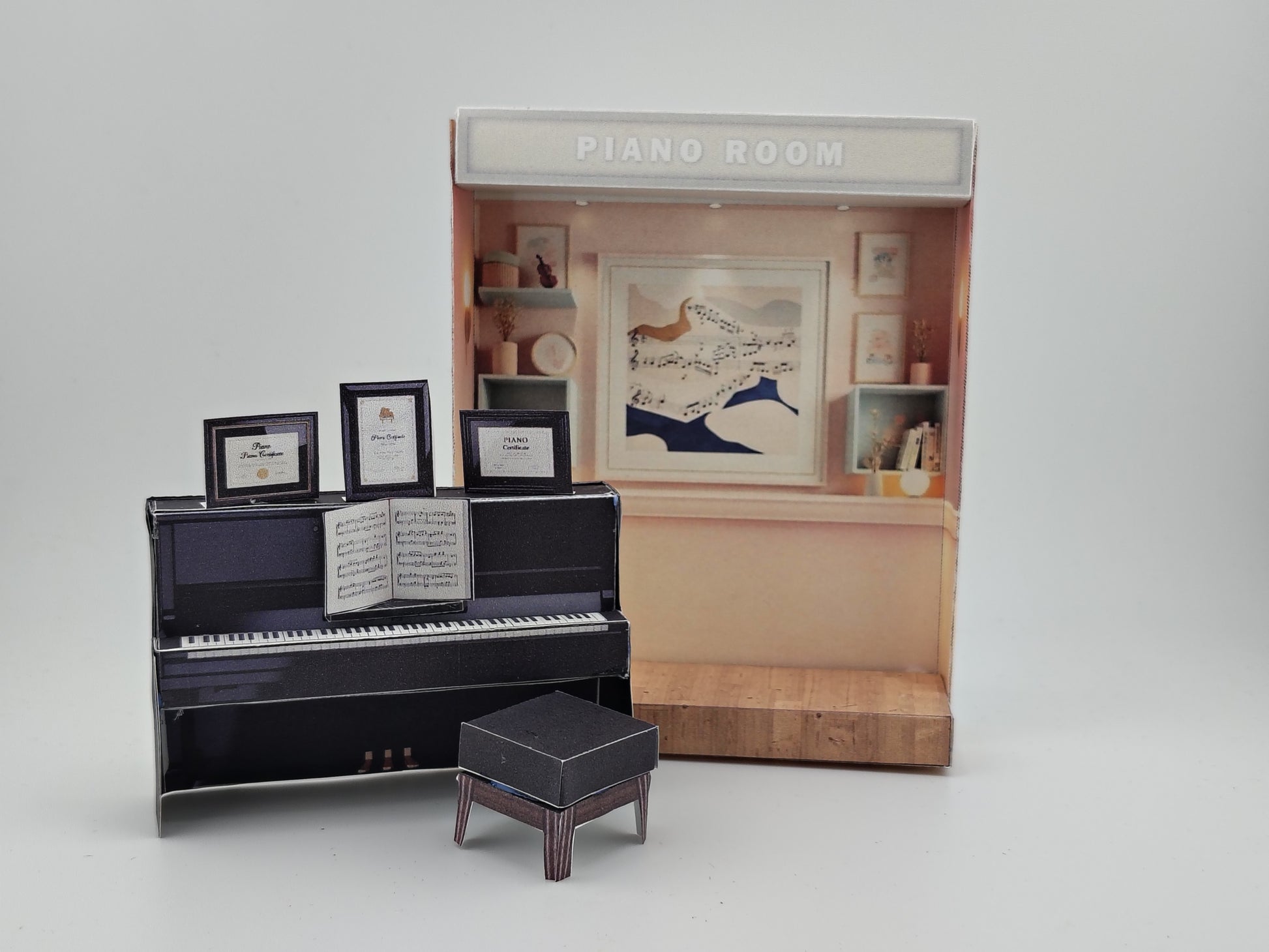 Pink Piano Room -music instrument, black piano lover for music player and band papercraft, PickScene Apartment (instant download)