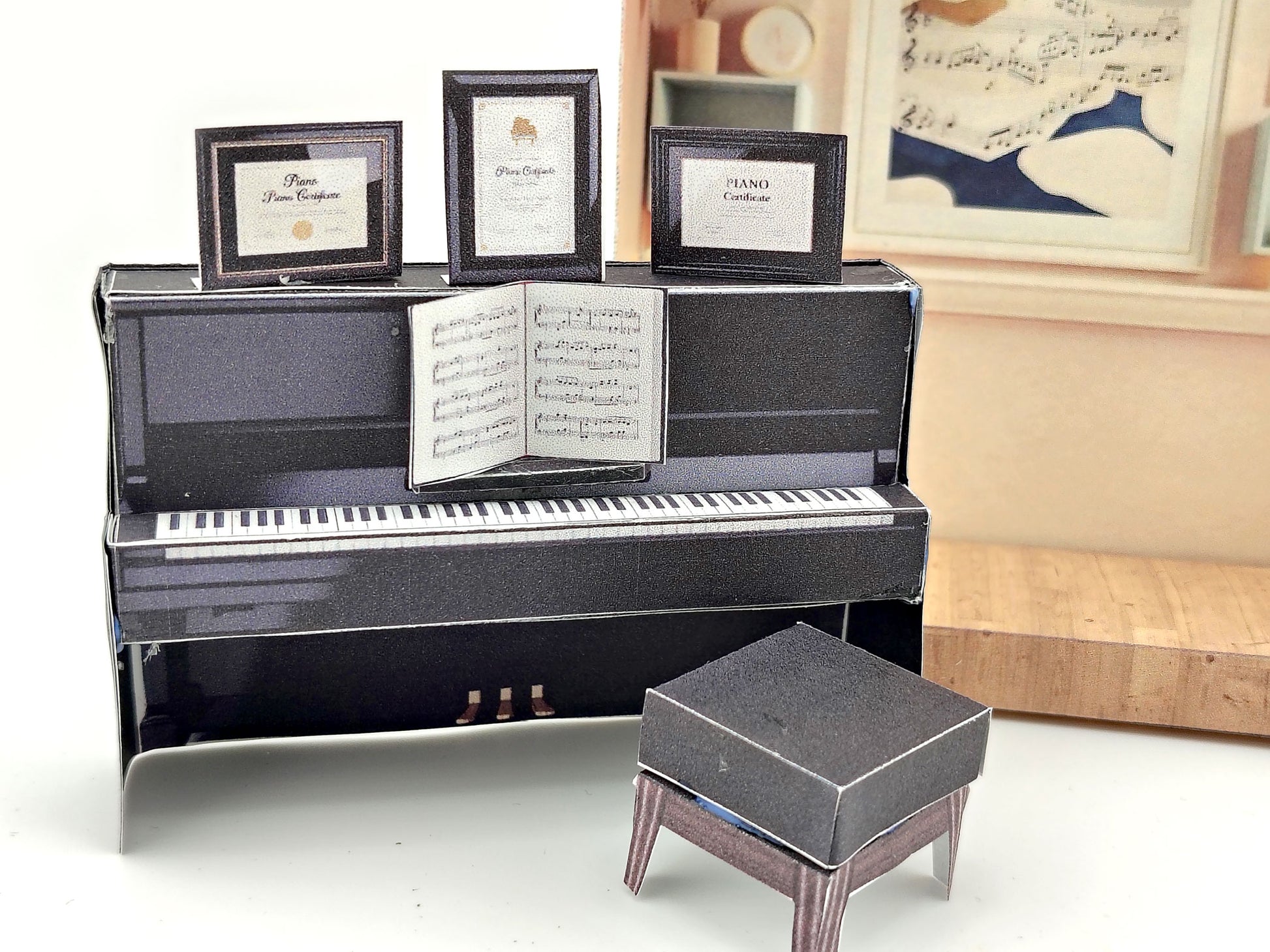 Pink Piano Room -music instrument, black piano lover for music player and band papercraft, PickScene Apartment (instant download)