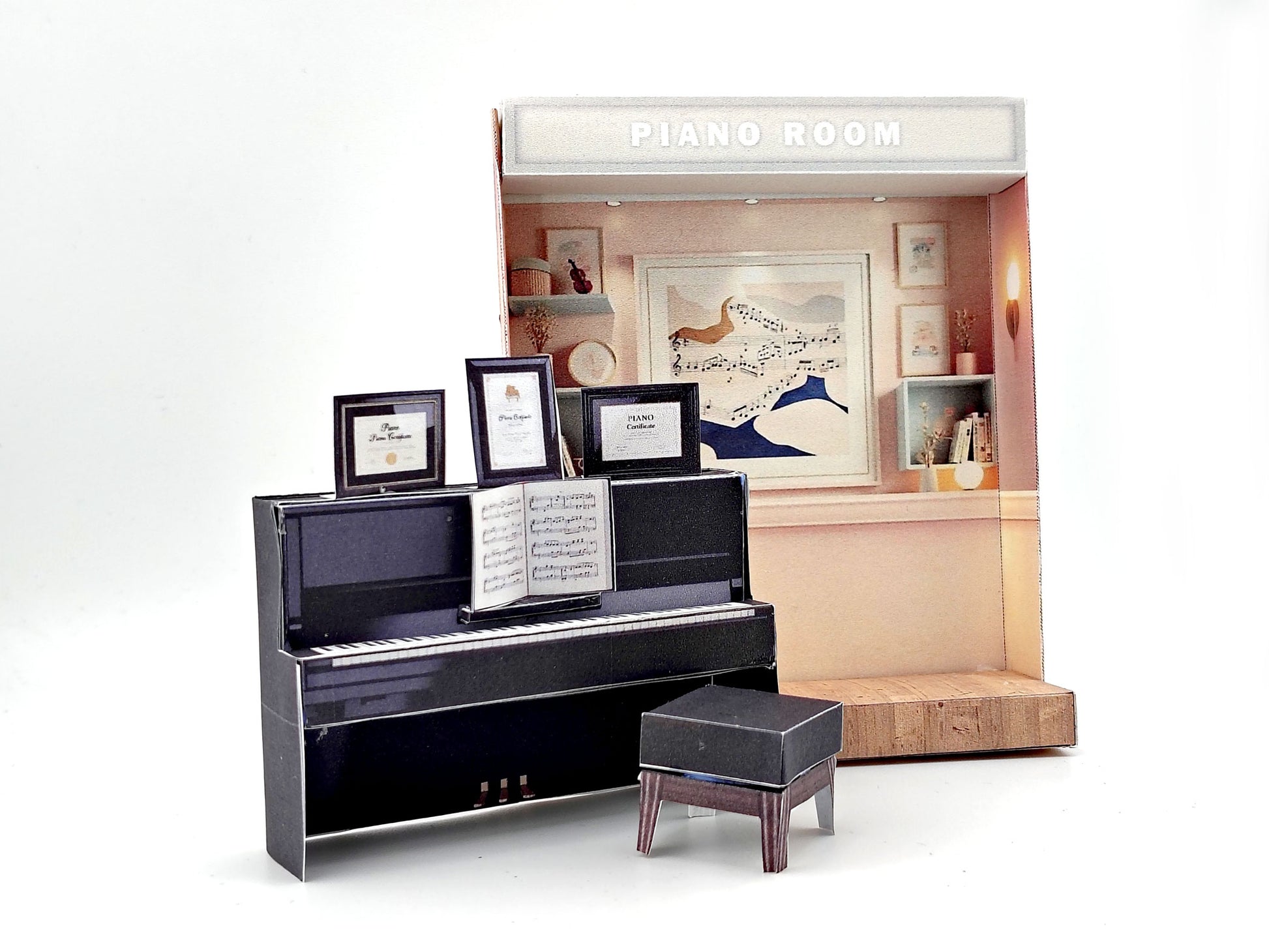 Pink Piano Room -music instrument, black piano lover for music player and band papercraft, PickScene Apartment (instant download)