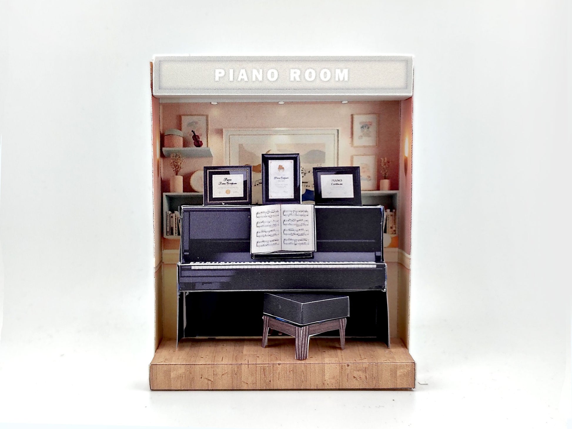 Pink Piano Room -music instrument, black piano lover for music player and band papercraft, PickScene Apartment (instant download)