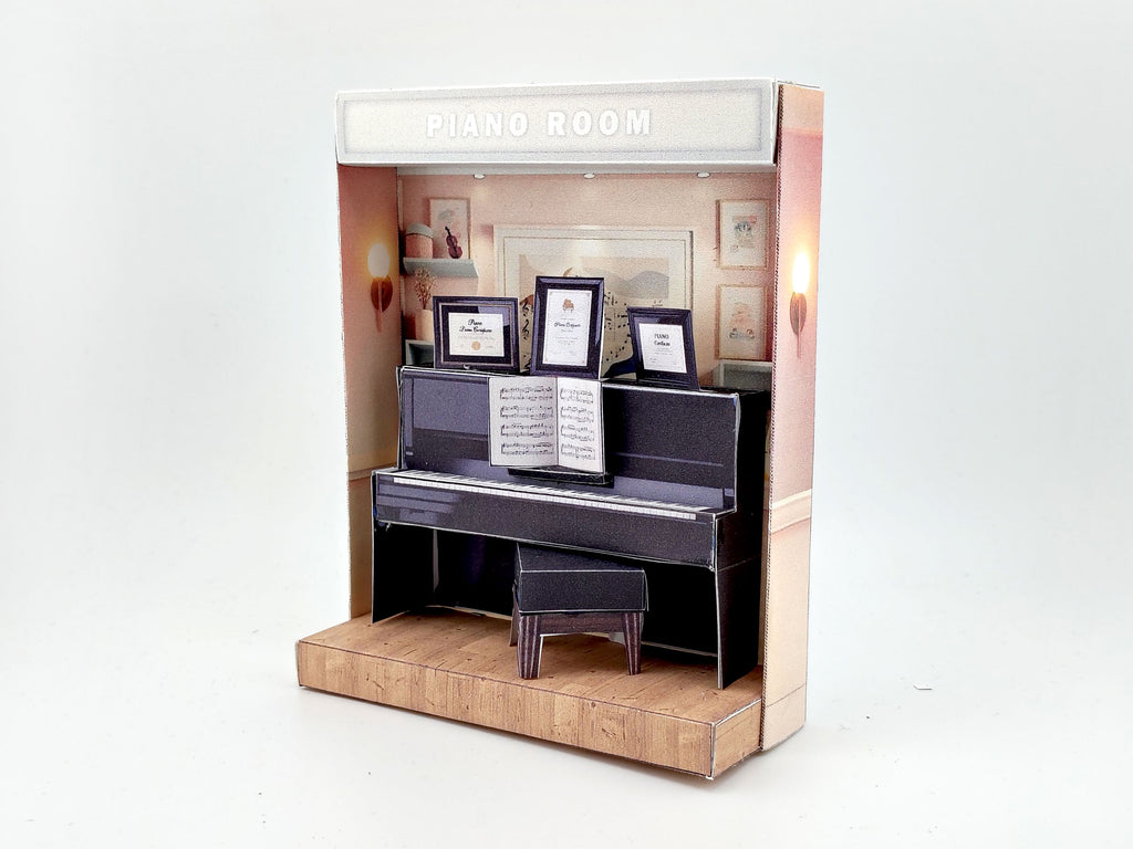 Pink Piano Room -music instrument, black piano lover for music player and band papercraft, PickScene Apartment (instant download)