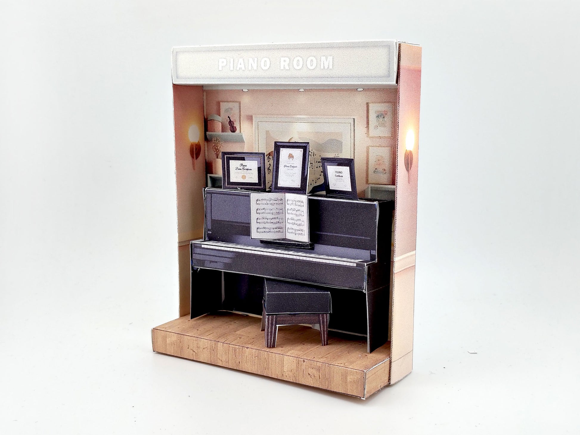 Pink Piano Room -music instrument, black piano lover for music player and band papercraft, PickScene Apartment (instant download)