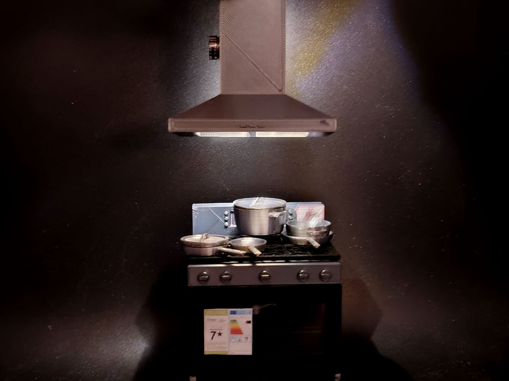 1:12 Kitchen Range Hood STL with Light/No-Light for Dollhouse Diorama, realistic kitchen
