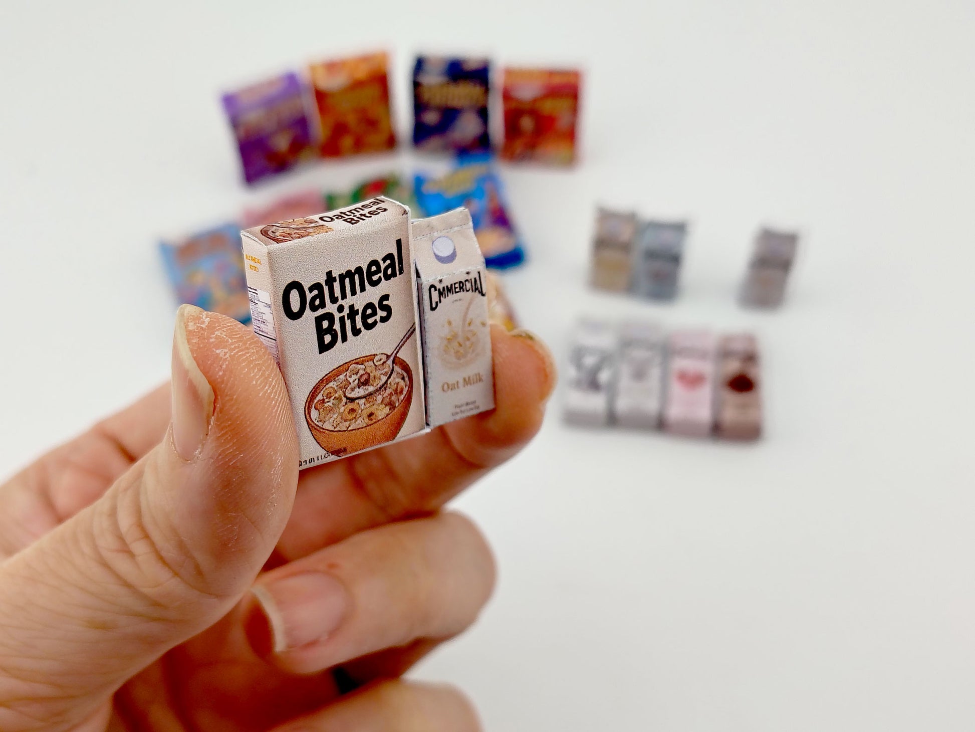 12 Cereral Boxes and 8 Milk boxes for 1:12 dollhouse, mini food items for kitchen diaorma (PDF Printable template)