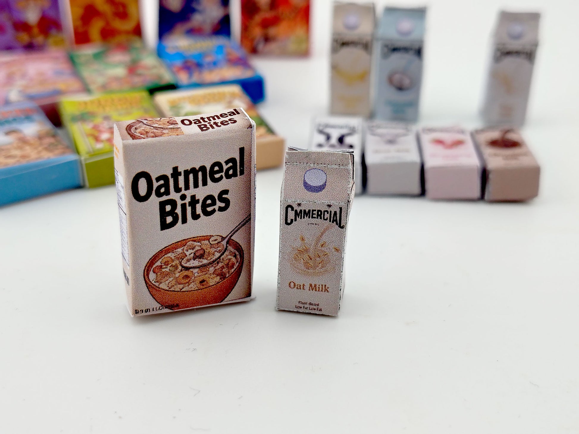 12 Cereral Boxes and 8 Milk boxes for 1:12 dollhouse, mini food items for kitchen diaorma (PDF Printable template)