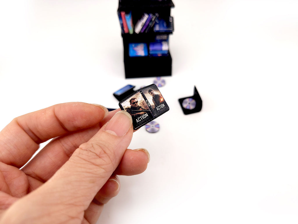 DVD Stand with 42 CD cover STL file for 1:12 dollhouse and shop,  classic movie and music shop diorama