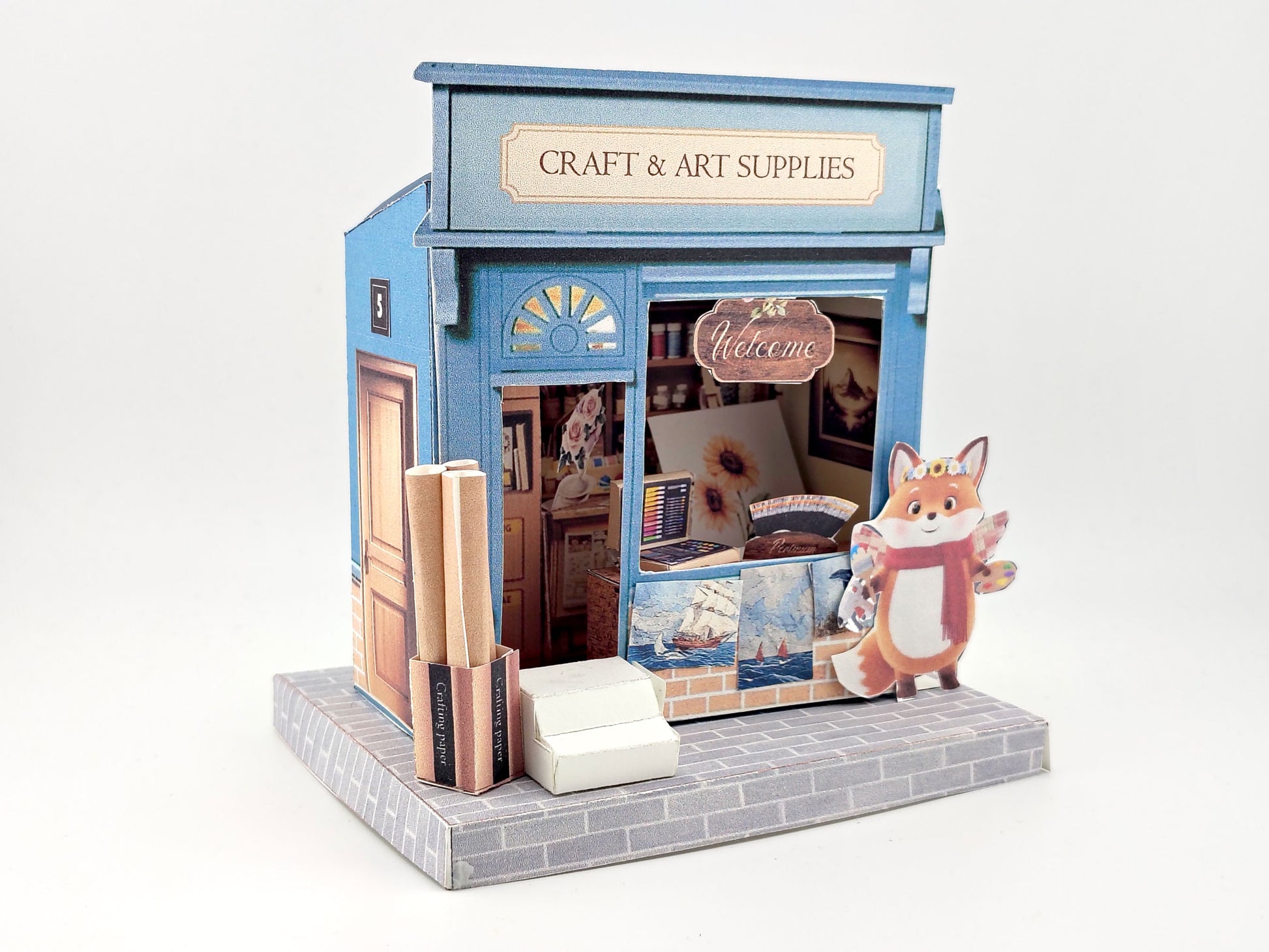 Light Blue Craft Supply House Papercraft, Cozy Miniature Diorama (Digital Download)