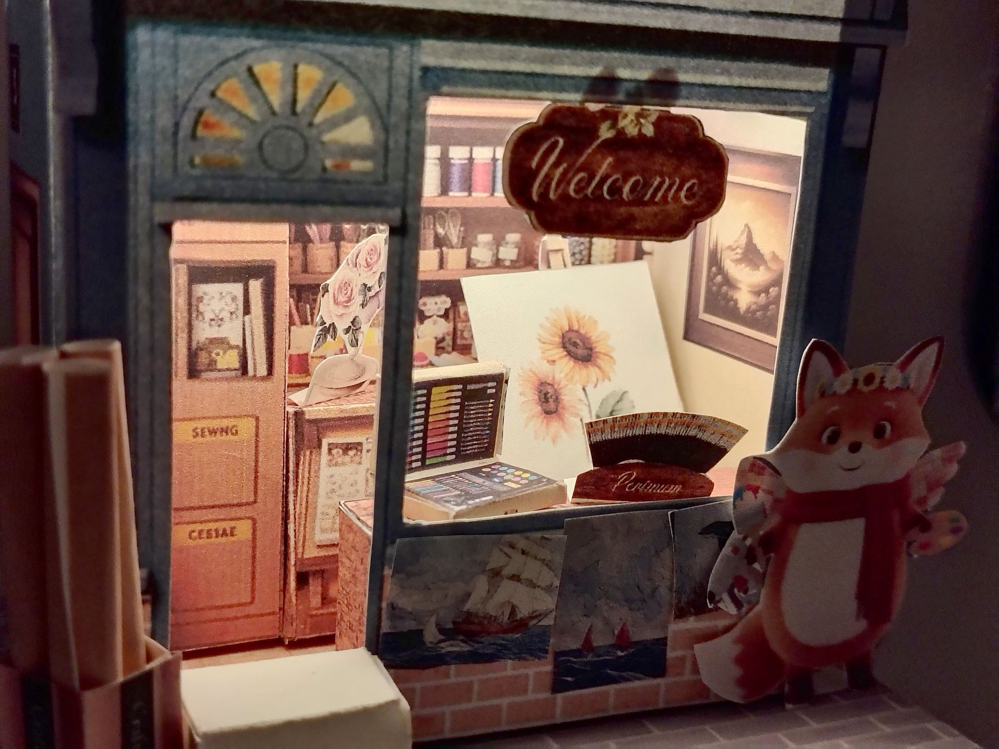 Light Blue Craft Supply House Papercraft, Cozy Miniature Diorama (Digital Download)