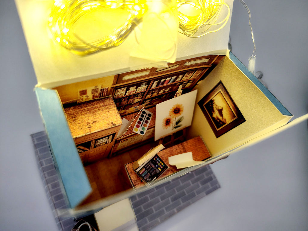 Light Blue Craft Supply House Papercraft, Cozy Miniature Diorama (Digital Download)