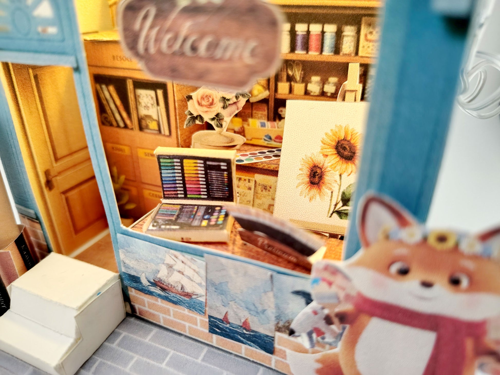 Light Blue Craft Supply House Papercraft, Cozy Miniature Diorama (Digital Download)