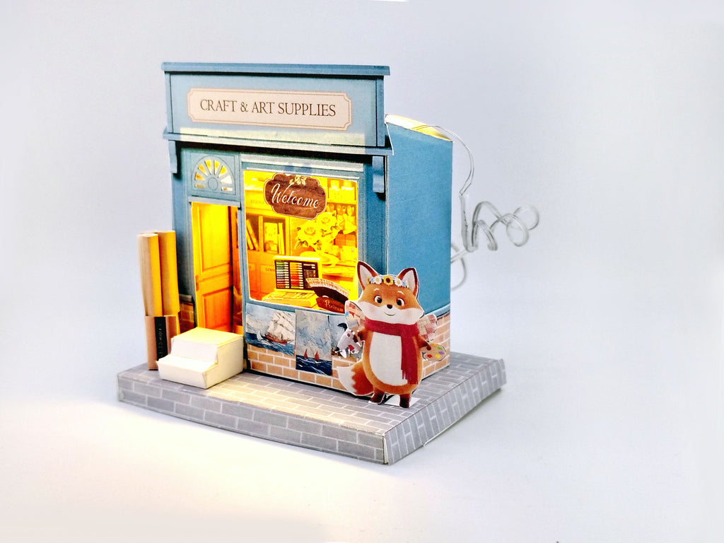 Light Blue Craft Supply House Papercraft, Cozy Miniature Diorama (Digital Download)