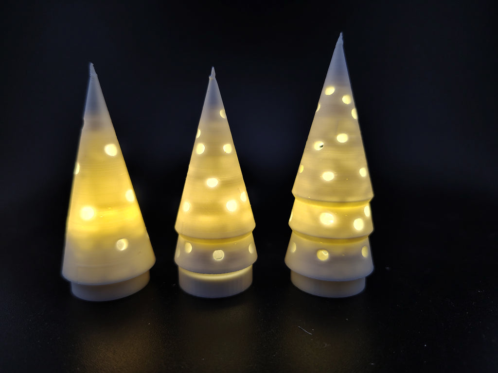 Christmas Tree easy light on decoration STL file for dollhouse or desk x'mas display , 3 style